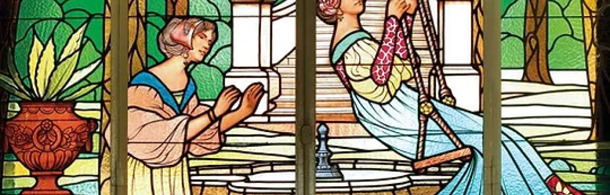 Les Dames del Gronxador. Ludwig Dietrich von Beam, Les Dames del Gronxador, c 1910, MAC | Vitrall modernista