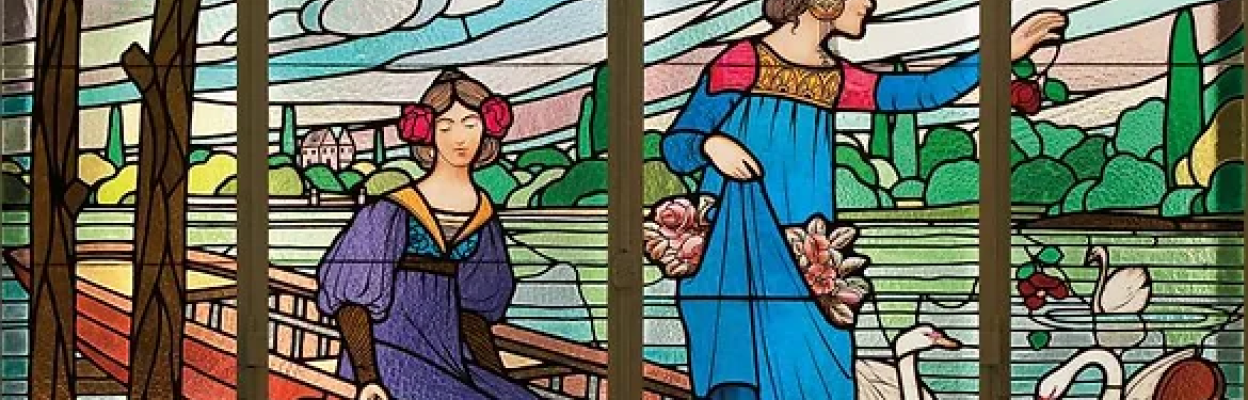 Les Dames del Llac. Ludwig Dietrich von Beam, Les Dames del Llac, c 1910, MAC | Vitrall modernista